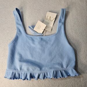 ZARA Blue Ruffle Trim Tank NWT Sz XS - SLimitless Contour Collection Bralette